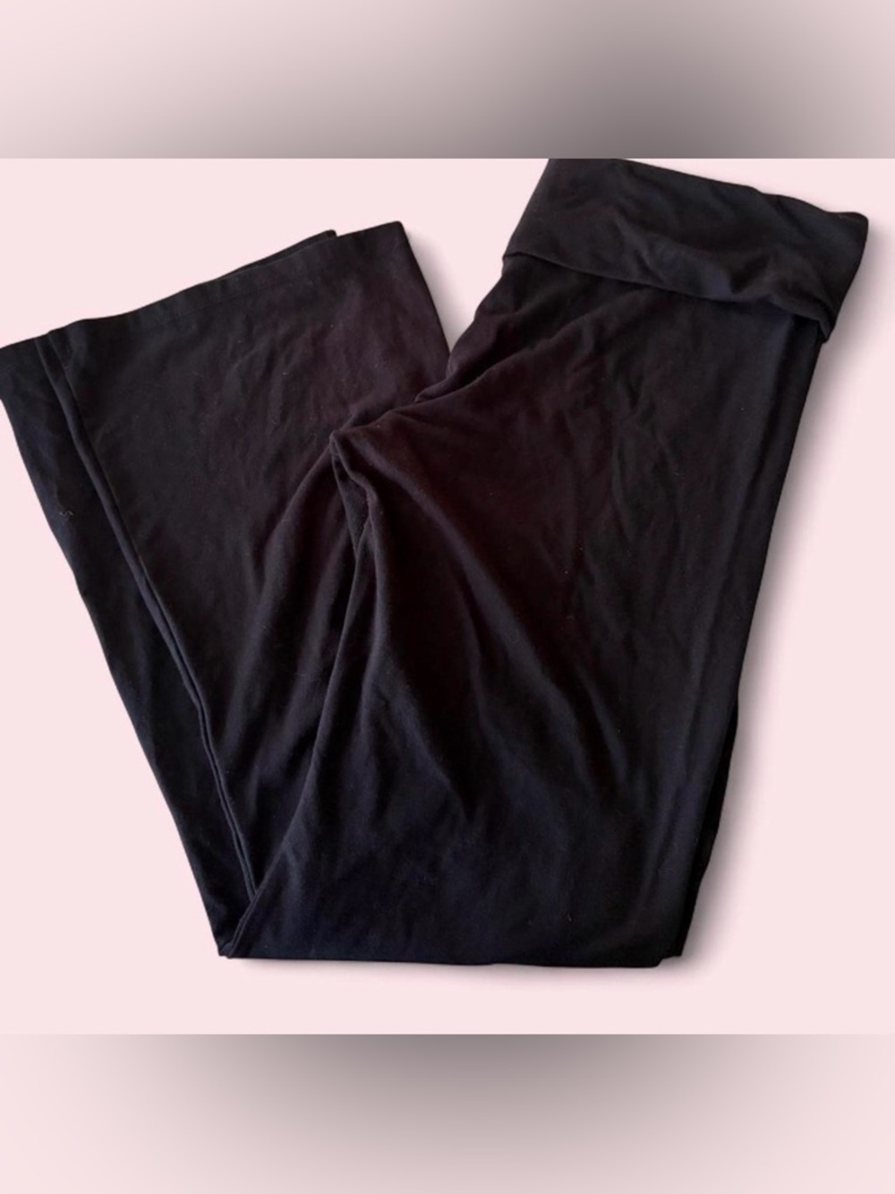 Victorias Secret Pink Black Fold-Over Waist Lounge Pants